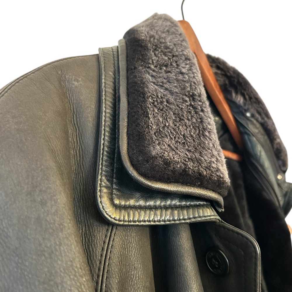 Upstar Black Nubuck Leather Jacket With Removable 100% Shearling Liner - Picture 2 of 13